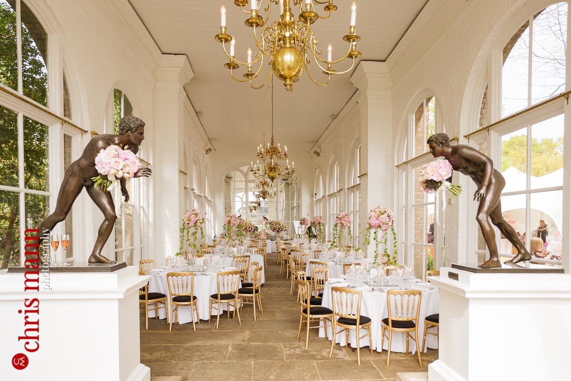 Orangery Holland Park wedding table settings and decorations