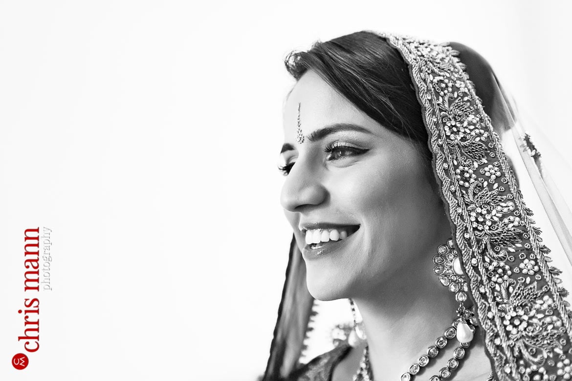 beautiful Sikh bride smiles on her wedding day