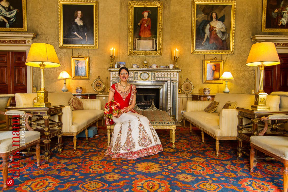 bride in grand drawing room Syon House London