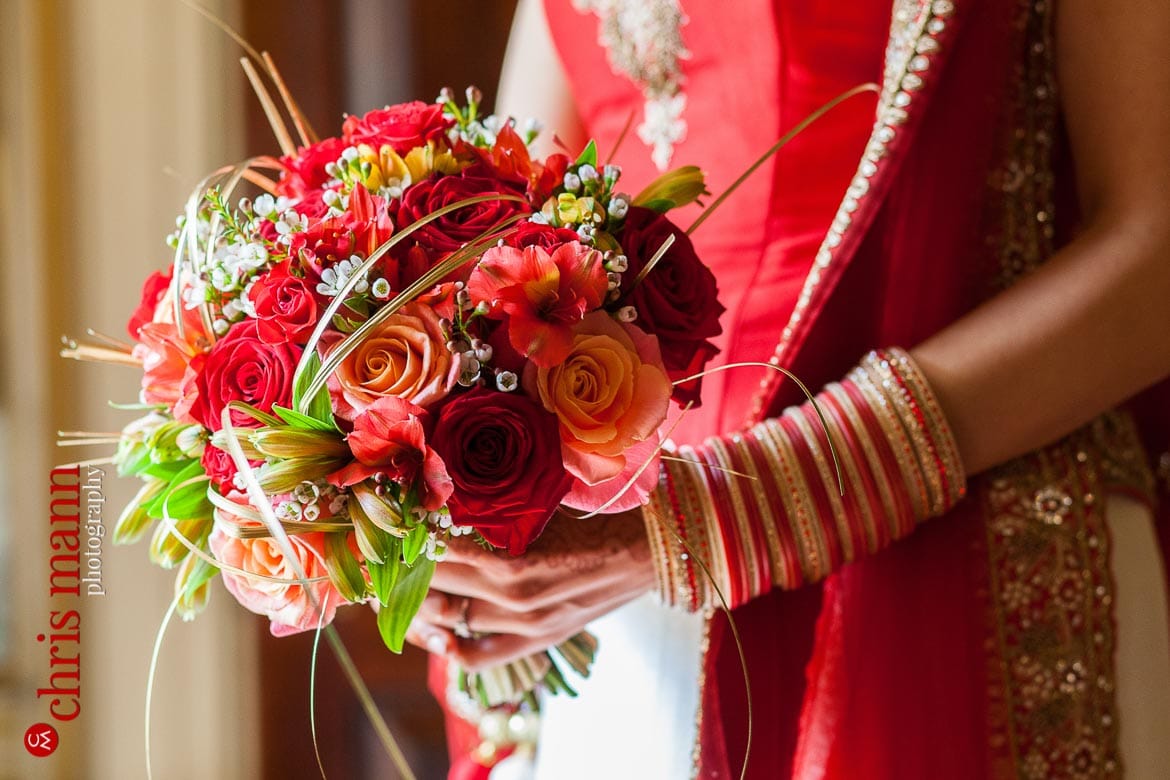 close-up bridal bouquet Sikh Wedding