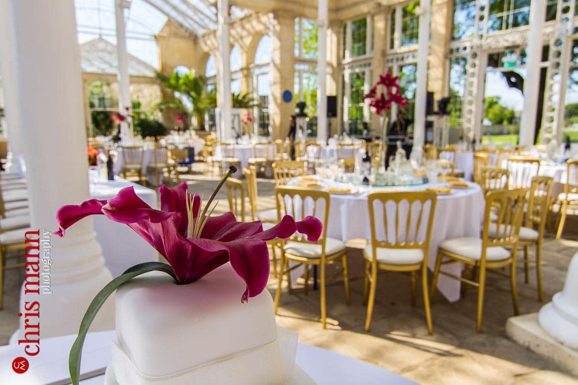 wedding cake and tables reception Syon Park London