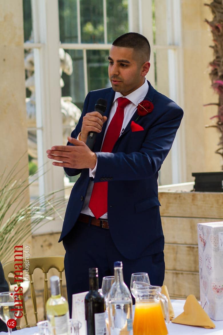 best man's speech at reception Syon Park Great Conservatory