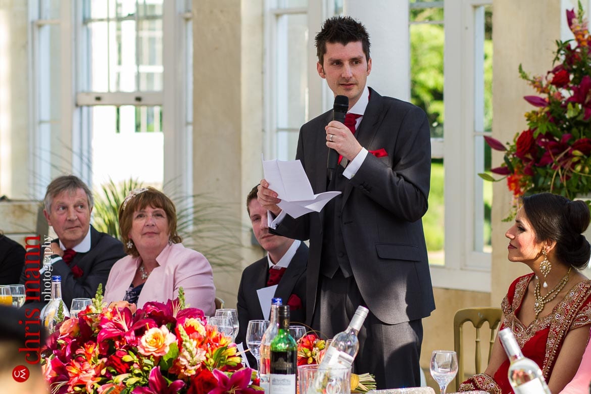 groom's speech at reception Syon Park Great Conservatory