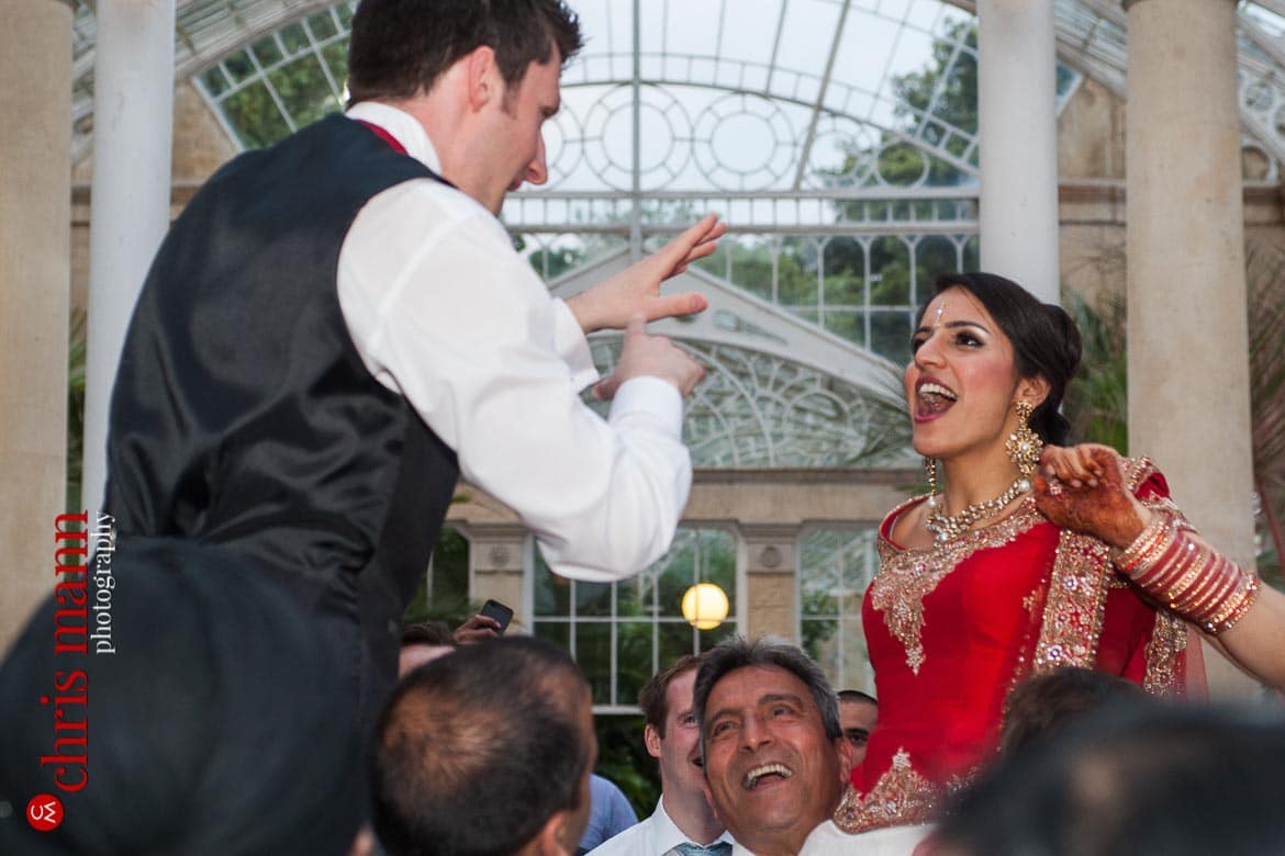 bride and groom dancing at reception Syon Park Great Conservatory