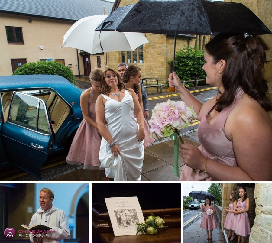 bride arrives church wedding st nicolas cranleigh surrey