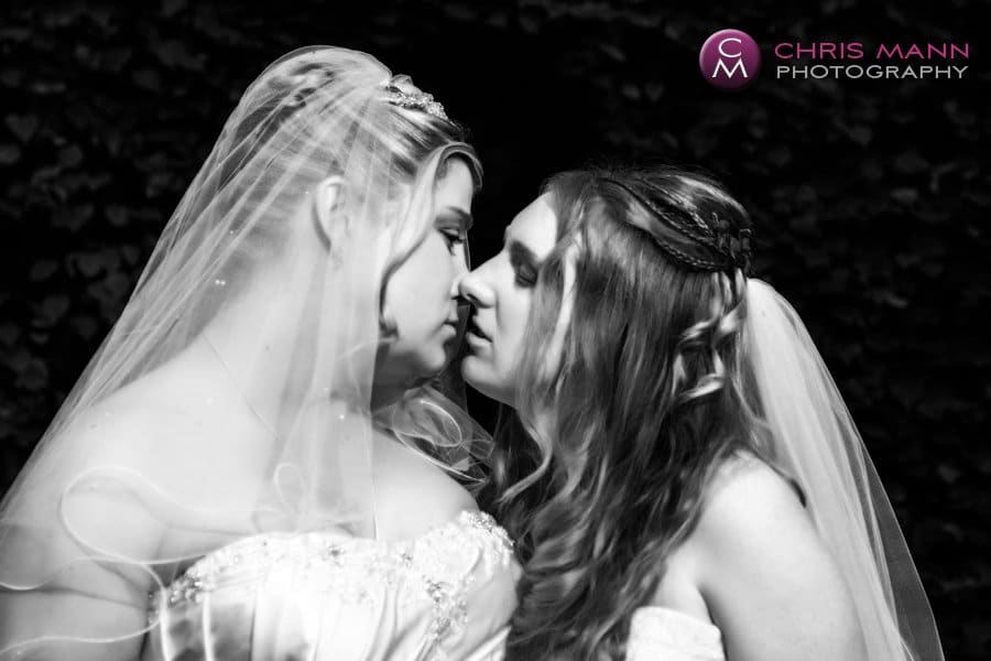 two brides kiss civil partnership