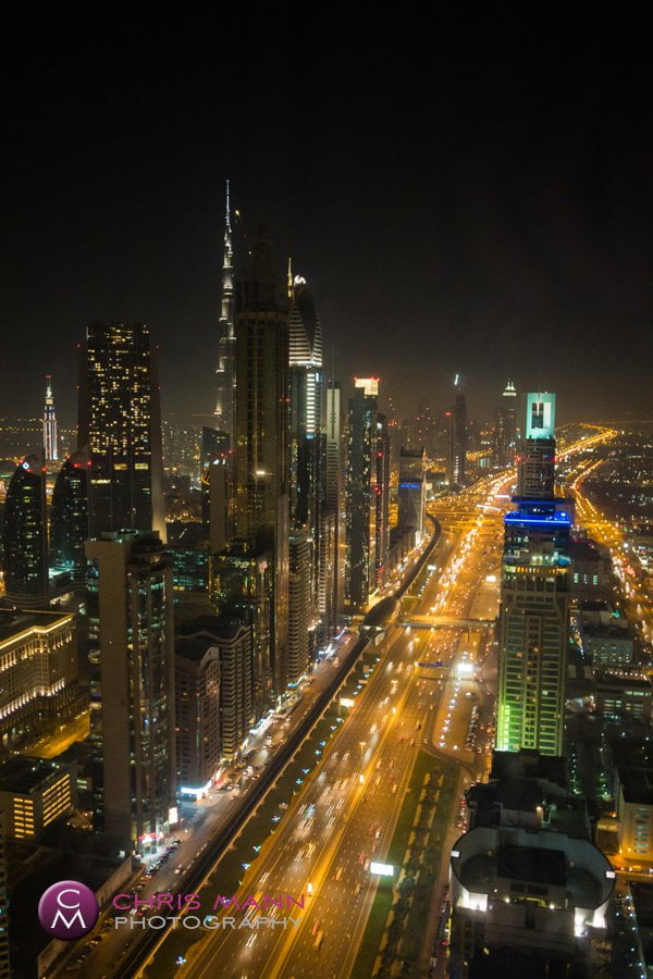Dubai city at night Sheikh Zayed Rd Dubai city night time view Burj Khalifa Sheikh Zayed Road