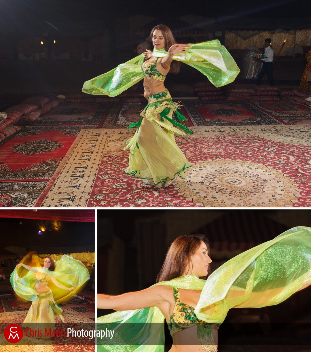 a belly-dancer entertains guests at a wedding in Dubai