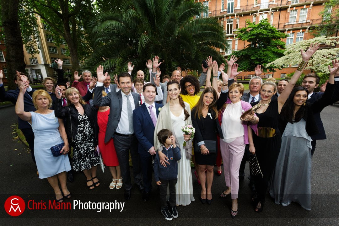 family group wedding photo in Mount Street Gardens