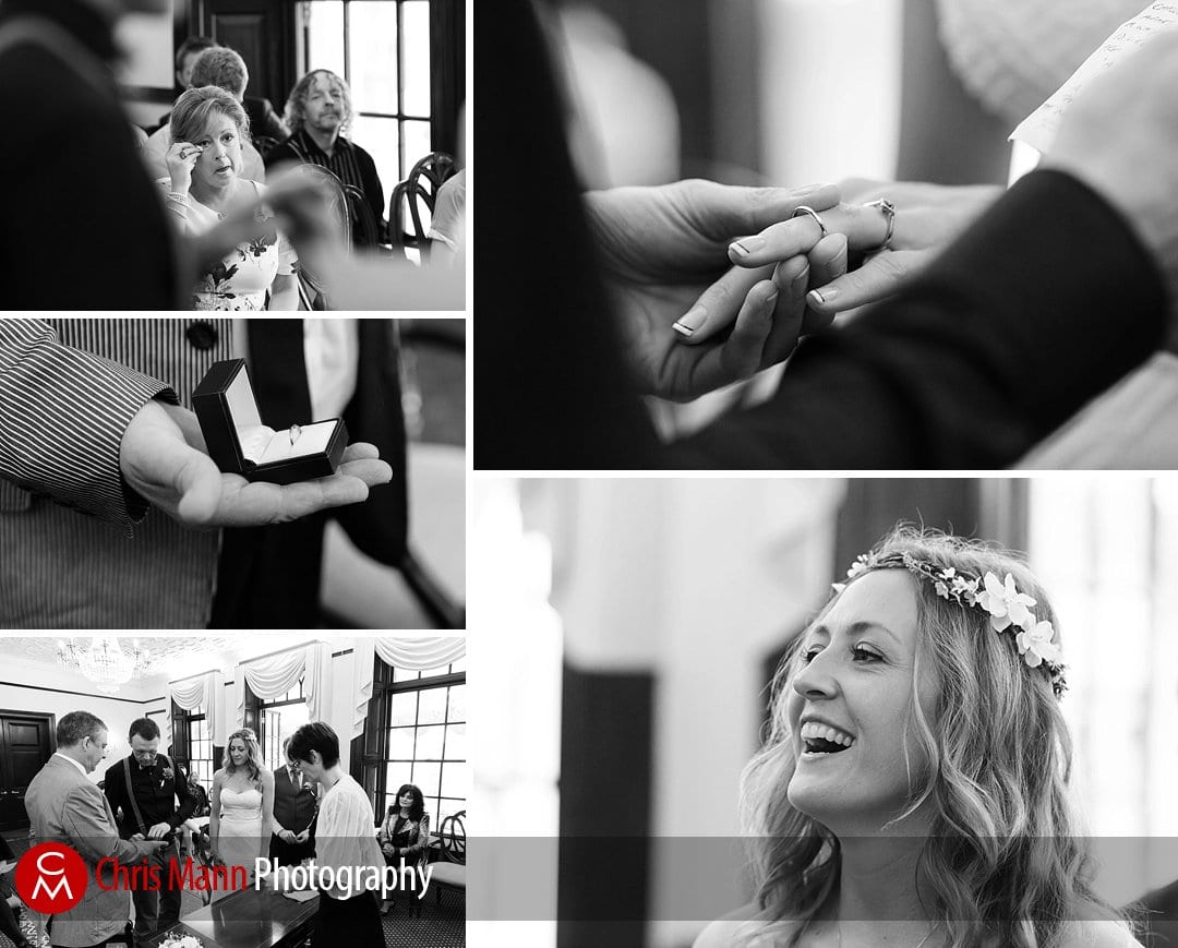 black and white wedding ceremony photos leatherhead registry office