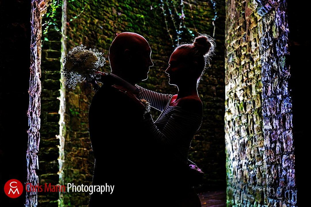 bride and groom silhouette Guildford Castle