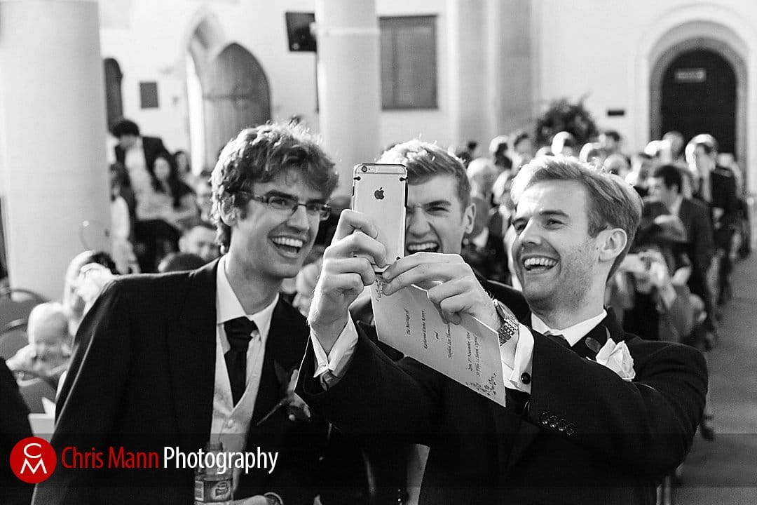 groom and best man wedding selfie