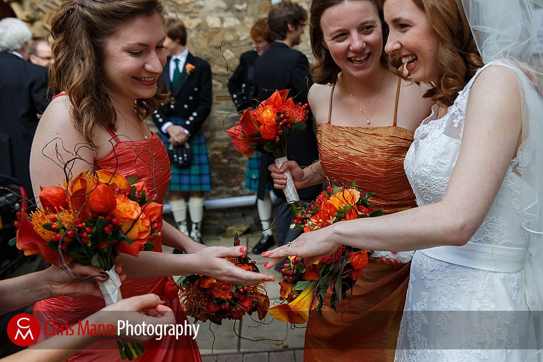 bride shows ring to bridesmaids St Ebbe's Oxford