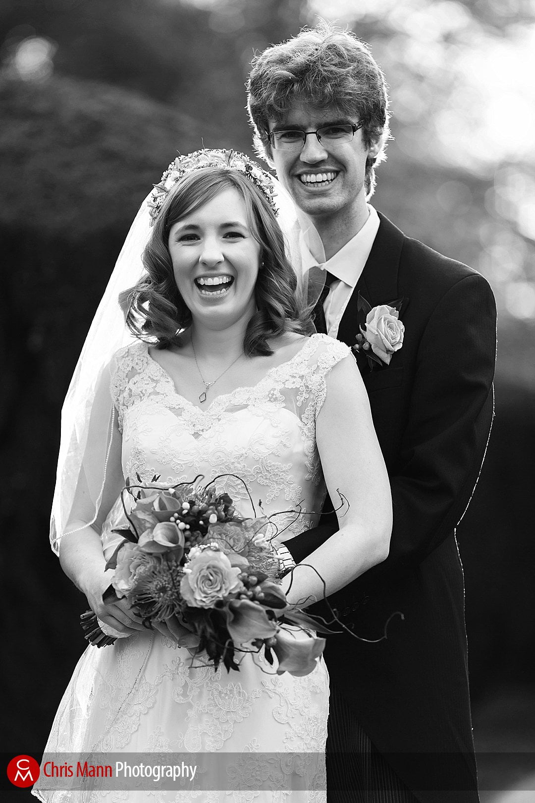 bride and groom black and white portrait Lady Margaret Hall Oxford