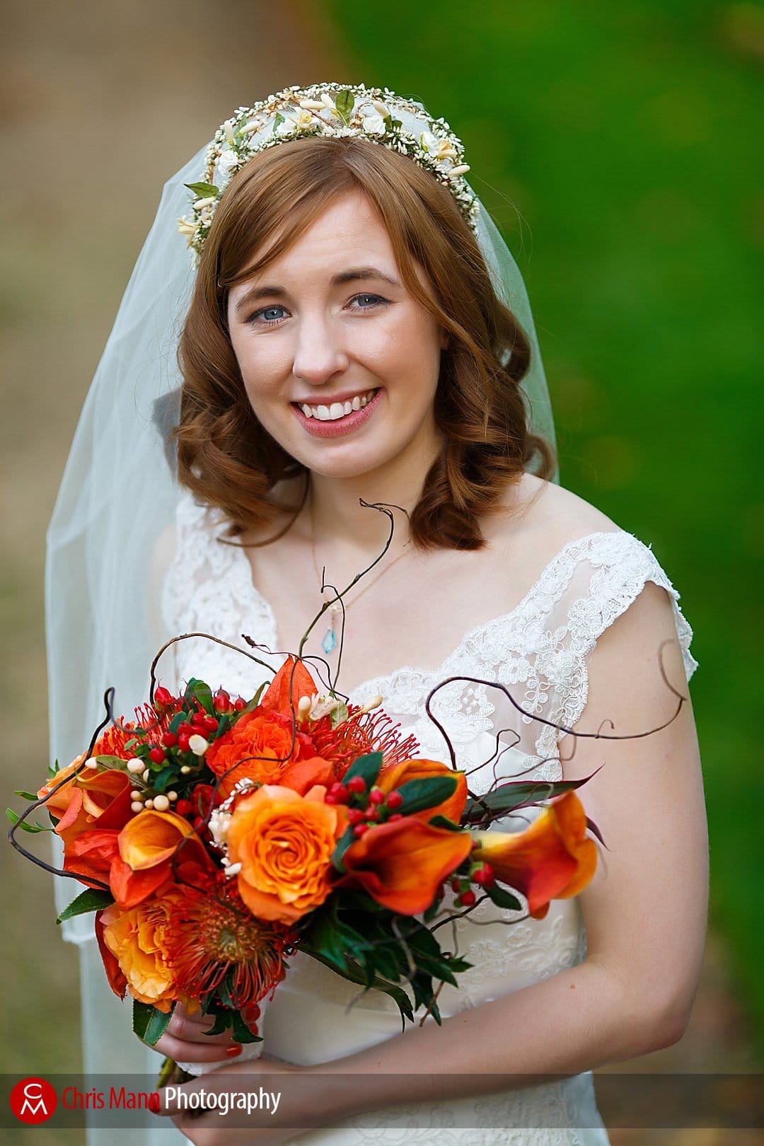 bride portrait Lady Margaret Hall Oxford gardens