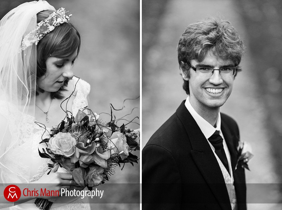 brde and groom portraits in gardens Lady Margaret Hall Oxford