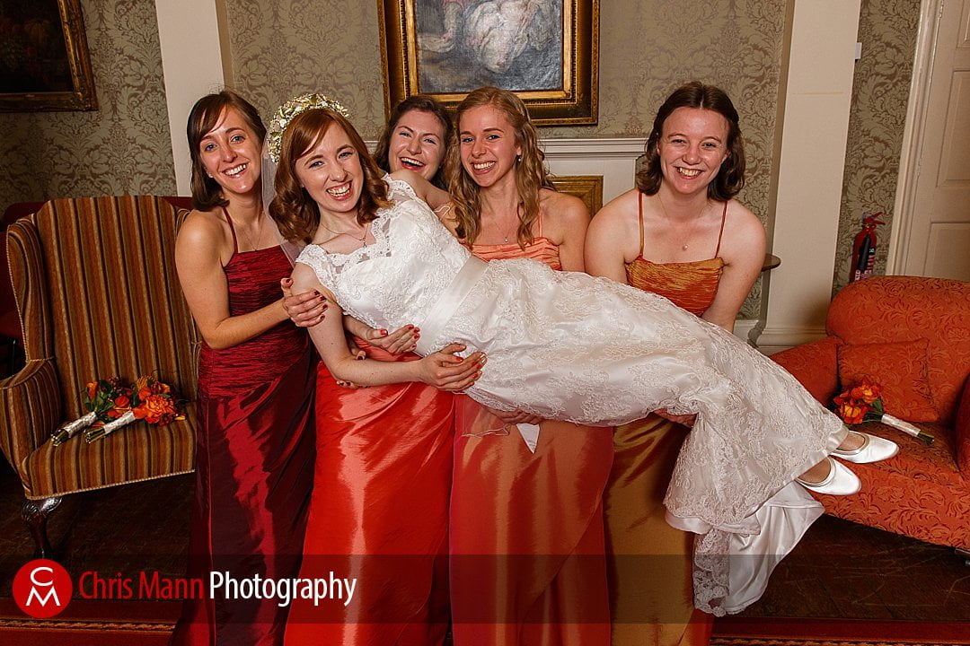 bridesmaids lift bride Lady Margaret Hall Oxford