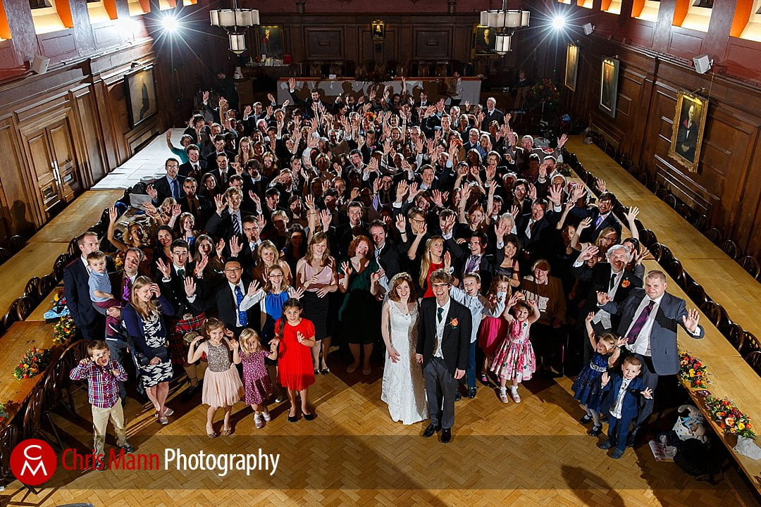 big group photo wedding Lady Margaret Hall Oxford