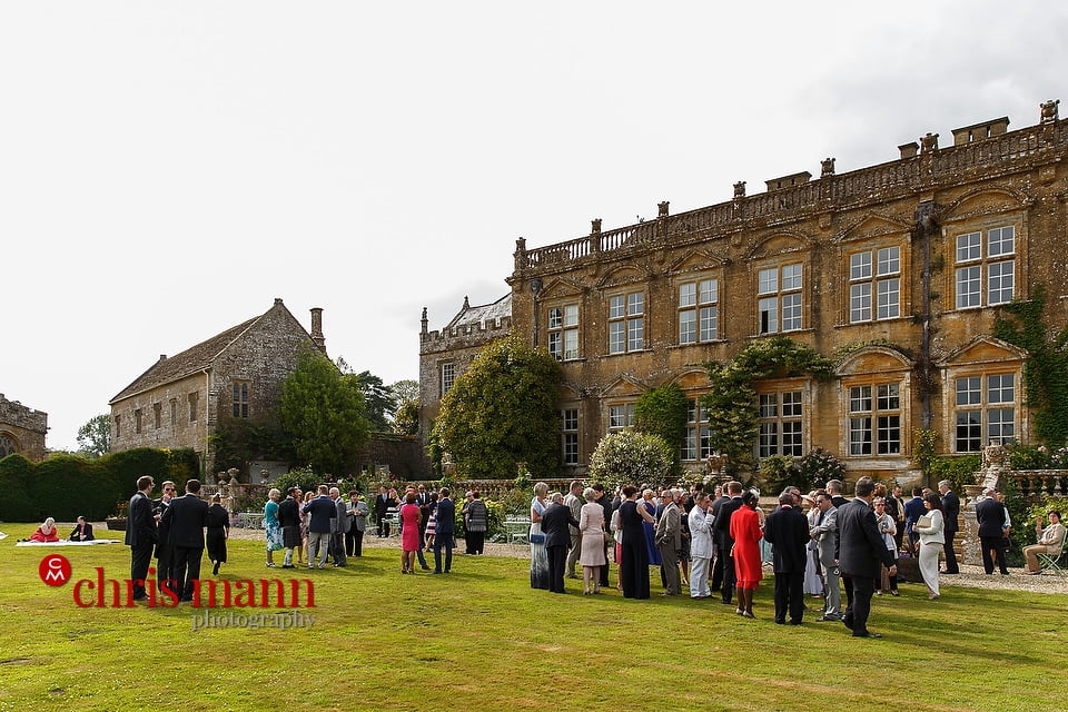 Brympton Somerset wedding drinks on the lawn