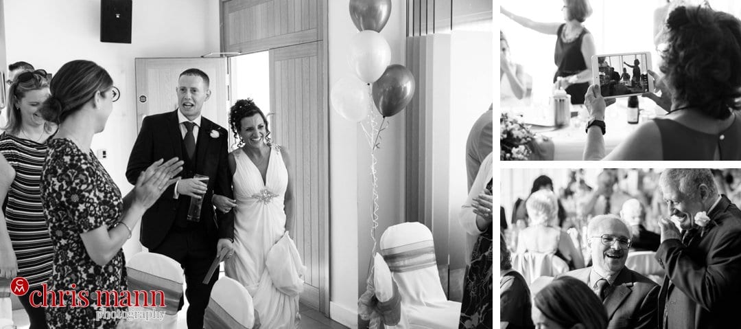 bride and groom enter wedding reception bride and groom portrait Surrey Downs Golf Club Kingswood