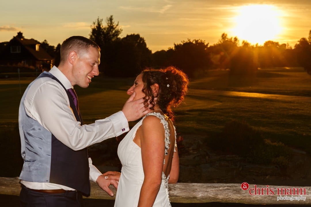 sunset photo bride and groom Surrey Downs Golf Club