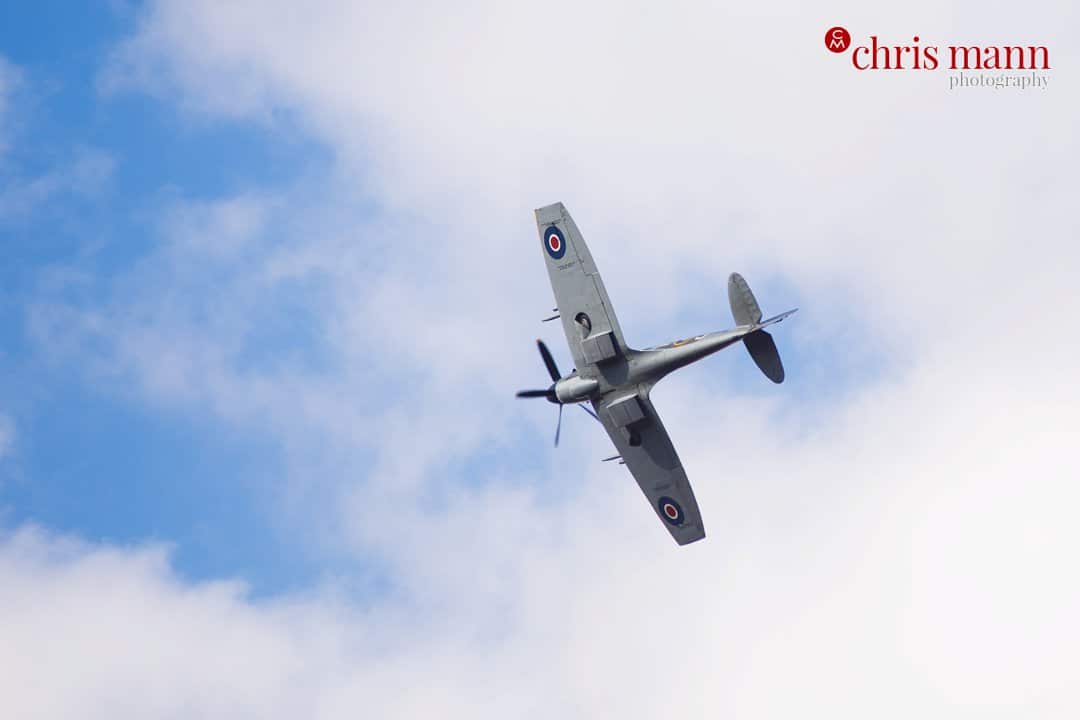 Spitfire Mk XIV aerobatic display at wedding in Hampshire