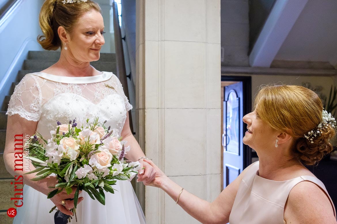 bride with bridesmaid at Oxford Register Office Wedding