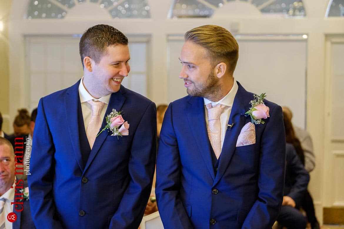 Kingswood Golf Club Surrey wedding groom and best man before ceremony