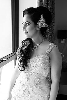 Natasha black and white bride portrait