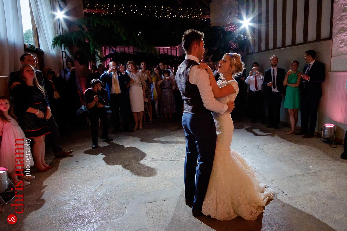 bride and groom's first dance at Friar's Court wedding venue Oxfordshire