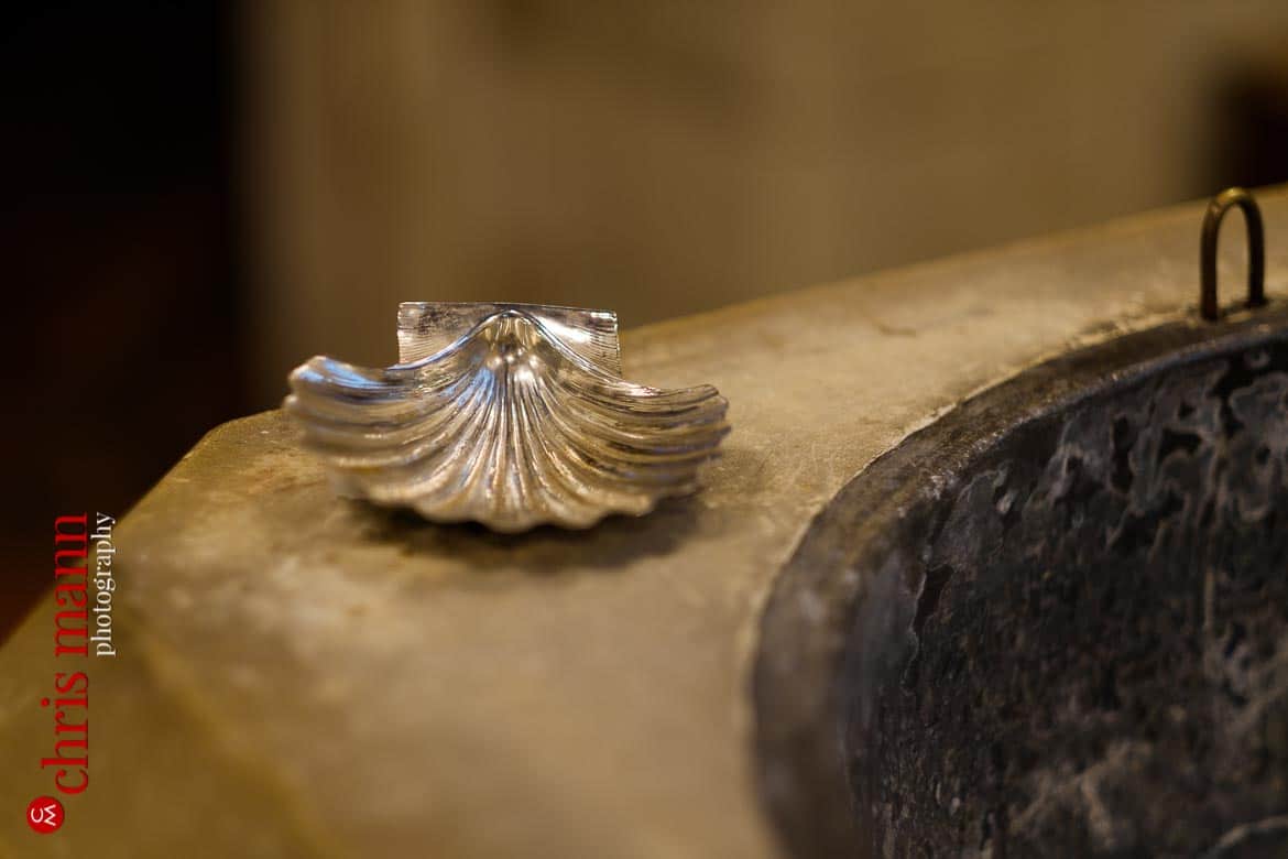 silver baptismal shell at Sacred Heart Church Caterham