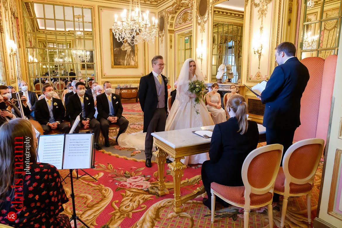 civil wedding ceremony in the Marie Antoinette Suite - Ritz London wedding photography